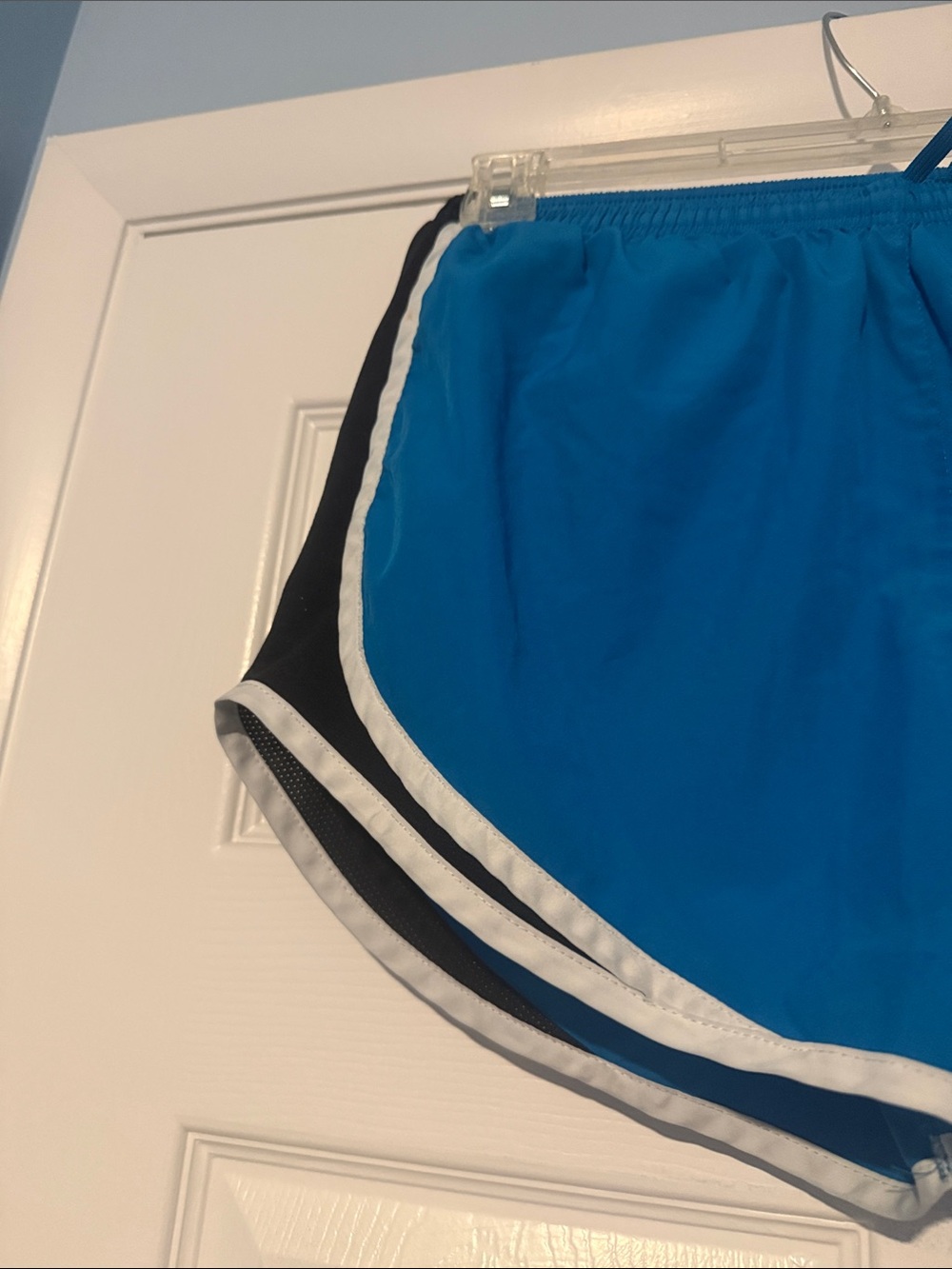 Nike Women's Blue Athletic Shorts with Black and White Accents - Picture 4 of 7